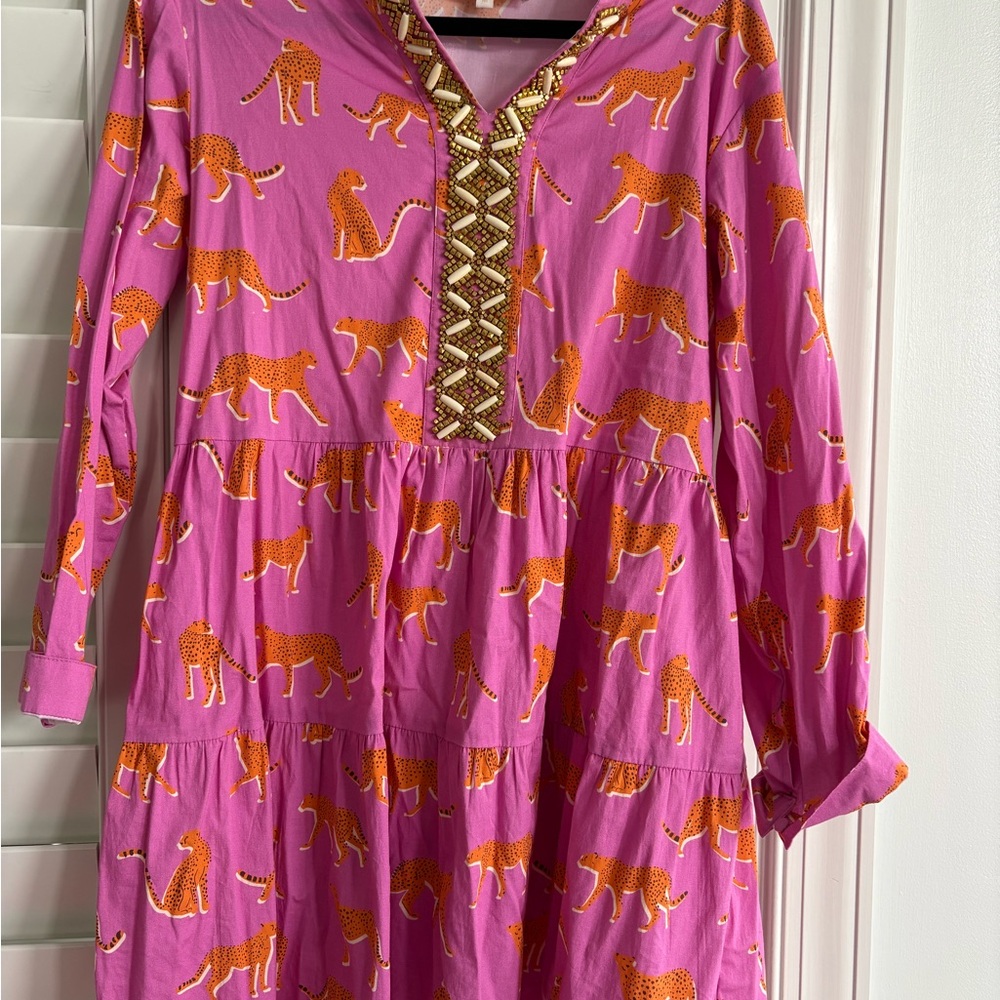 Sheridan French Pink Dress with Cheetah Print